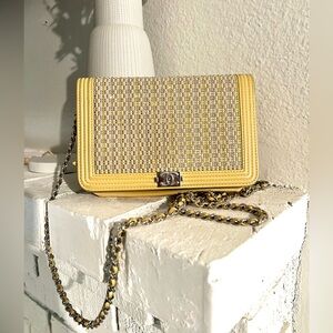 CHANEL RARE Crystal Boy Wallet on Chain (yellow)